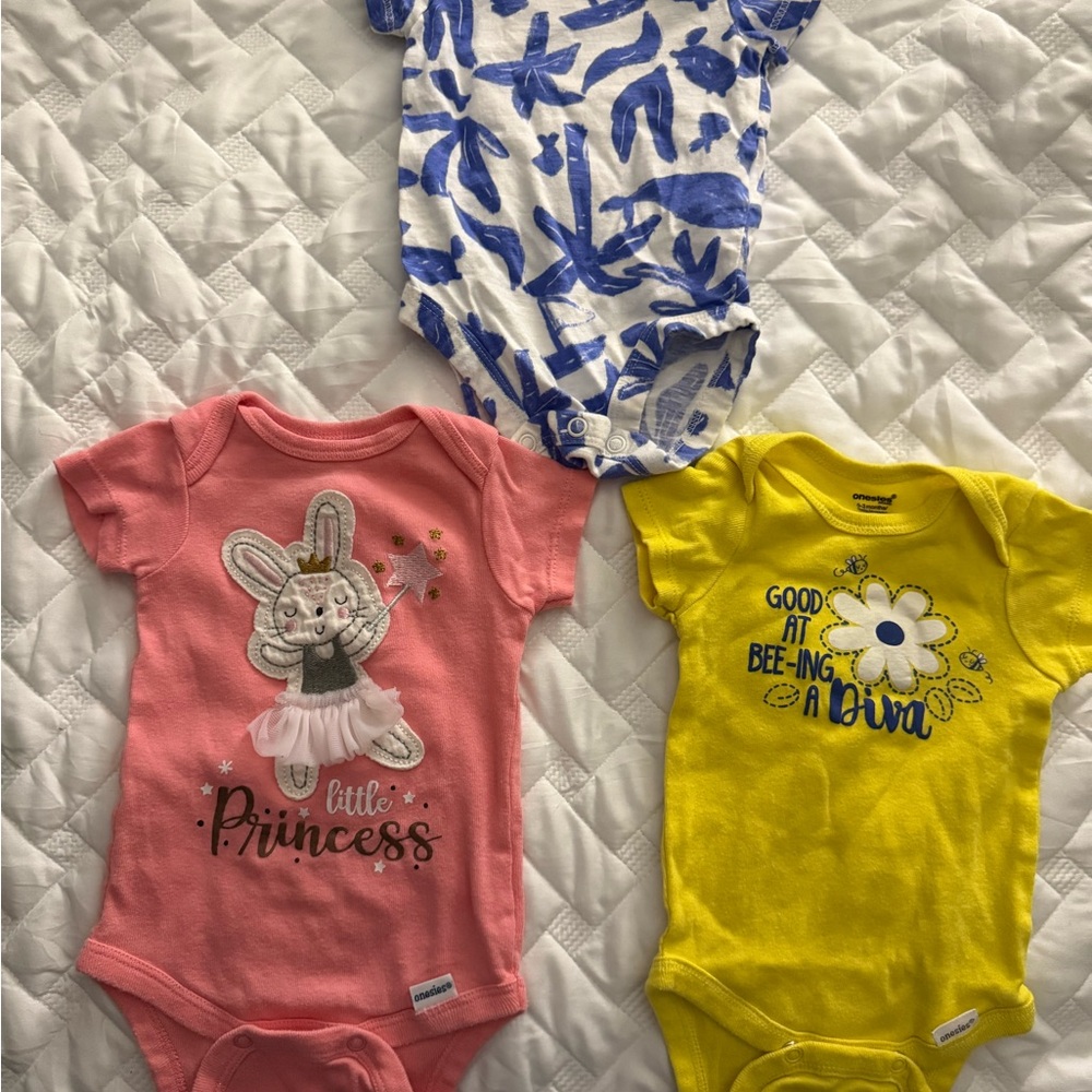 Pink, Yellow, and Blue Kids One Pieces Set 3 Pieces